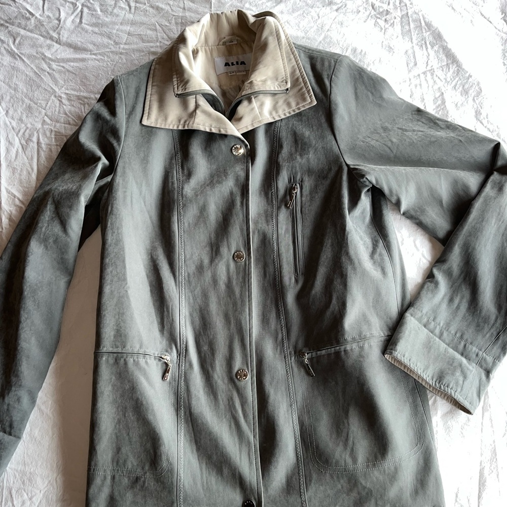 Alia Green and Cream Trench Coat